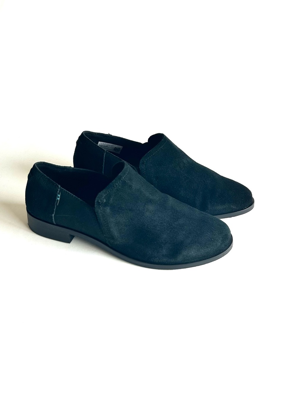 Toms Black Suede Leather Rubber Outsole Loafers size 8